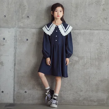 Naujas Mergaitės 2020 M. Rudenį Vaikų Drabužių Korėjos Stiliaus Lėlės Apykaklės Princesė Suknelės Paauglių Mergaičių Koledžas Stiliaus Suknelė, #9121