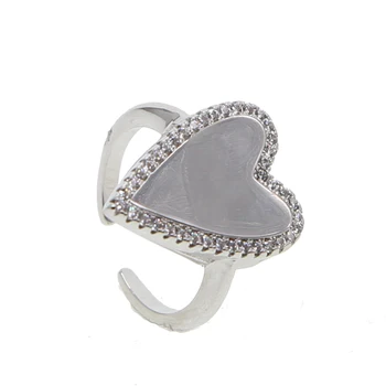 Didelės širdies žiedas 2018 mados moterų valentino dienos dovana auksas, sidabras spalva cz širdis, atvira ajust širdies mados piršto žiedas papuošalai