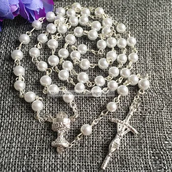 Nemokamas pristatymas 5pc/pak 6mm stiklo Imitacija, perlų karoliukais rosario,pearl rožinio N1326 su Taurės centras specialus pasiūlymas