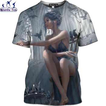 Mamba Viršų 3D Žibintų vyriški T-shirt Harajuku Angelas Šarvai Riteris Snieguotas Komiksų Dvasia Peilis T-shirt Spalvingas Princesė moteriški Marškinėliai
