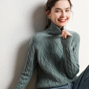 2020 naujas mados žiemos kašmyras sutirštės megztinis moterų natūralios kašmyras apačioje megztinis