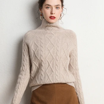 2020 naujas mados žiemos kašmyras sutirštės megztinis moterų natūralios kašmyras apačioje megztinis