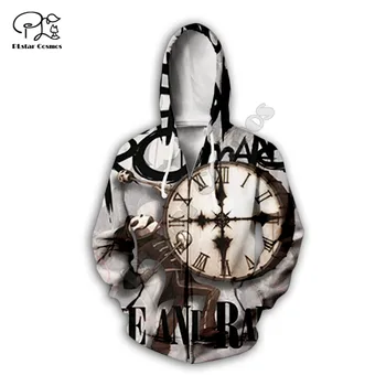 Laikrodis 3d Atspausdintas Unisex black hoodies hip-hop Mados Gobtuvu Palaidinukė zip hoodies vyrų, moterų lašas laivybos