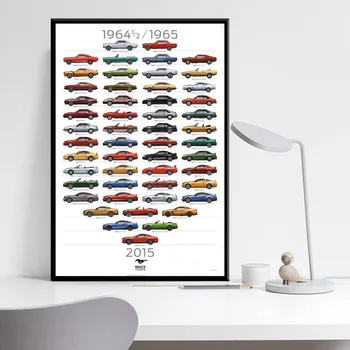 Ford Mustang 50-mečiui Automobilio Raida, Diagramos, Raumenų Meno Tapybos Šilko, Drobės, Sienos Plakatas Namų Dekoro
