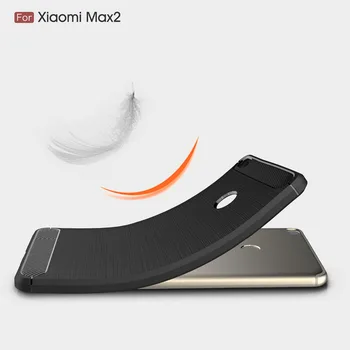 Už Xiaomi Mi Max 2 Atveju Silicio Atveju Xiaomi Mi Max2 3 Padengti Funda Minkštas Anglies Pluošto Brushe Coque Etui Capinha Aksesuar