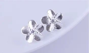 925 sterlingas sidabro saldus mažai gėlių blizga kristalų ponios'stud auskarai papuošalai moterims Kovos su alergija Kalėdų dovana moters