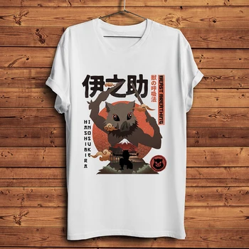 Kamado Tanjirou Zenitsu Inosuke Shinazugawa juokingas anime marškinėliai homme balta atsitiktinis marškinėlius vyrų unisex Demon Slayer streetwear tee