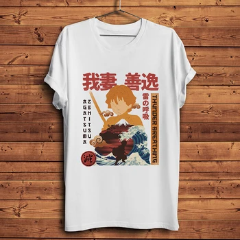 Kamado Tanjirou Zenitsu Inosuke Shinazugawa juokingas anime marškinėliai homme balta atsitiktinis marškinėlius vyrų unisex Demon Slayer streetwear tee