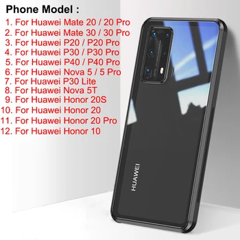 Skaidrus Grūdintas Stiklas Telefoną Atveju Huawei 30 Lite Mate 20 30 P20 P40 Pro Nova 5 5T Garbę 20 Pro 20S 20 Lite Padengti Atveju