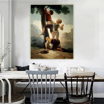 Citon Francisco Goya《Berniukai Laipiojimo Medžio》Drobė Meno Aliejaus Tapybos Kūrinys Plakato Nuotrauką Sienos Fone Dekoro Namų Puošybai
