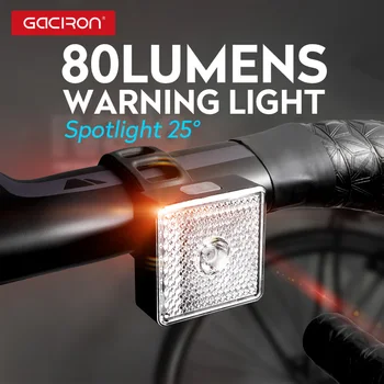 GACIRON Smart Įspėjamoji Lemputė Dviračio Priekinis Žibintas Galinis Saugos Dviračio Lempa USB Įkraunamas LED Dviračių Šviesos 80Lum Vietoje/Prožektorius