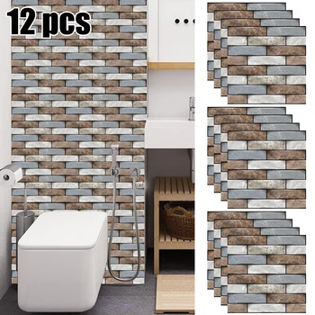 12pcs 3D Sienų Plytelių Lipdukai 30x30cm Garsui nelaidžios Vandeniui Anti-Susidūrimo Modeliavimą Mūrinis, Virtuvė, Vonios kambarys lipnus Dekoro
