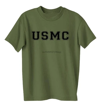 Vyrai USMC Sporto Marines SS T-Shirt Karinių Žalia
