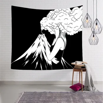 Pop Art Black & White Kūrybos Poliesterio Gobelenas, Stačiakampio Gyvenimo Kambario, Miegamasis Namų Dekoro Fone Apdaila Sienos Kabo