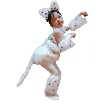 Halloween Carnival Šalies Išgalvotas Vaikams Mergaitėms, Cosplay Kostiumai, Gyvūnų Soft Kitty Cat Drabužių Nustatyti Etape Dėvėti Šokių Drabužius Mergina