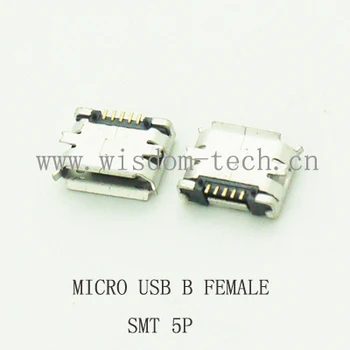 1000pcs/daug Mikro USB 2.0 Jungtis Female jungtis Telefonų Aksesuarai Uodega Įkrovimas USB jungtis 5pin SMT