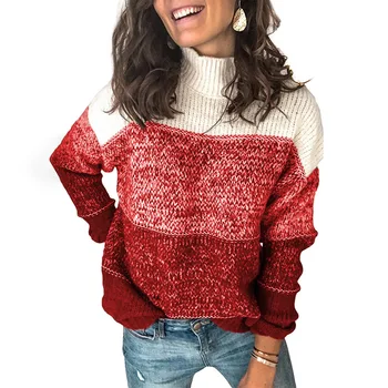Moterų megztinis ponios golfo megztas dryžuotas megztinis moterų megztinis (puloveris) žiemos džemperis moterims dryžuotas megztinis 2021 Naujas