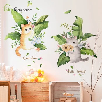 Šiaurės paprasta šviežių siena lipdukas cute kačių plačialapių lipnios etiketės, miegamojo lovos miegamojo sienų dekoras namų dekoro