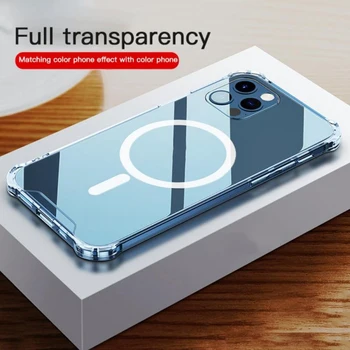 Skaidrus Mgnetic Atveju iPhone 12 Supprot Už Magsafe Įkrovimo Apsaugos Atveju iPhone 12 Pro Max Mini Belaidis Kroviklis