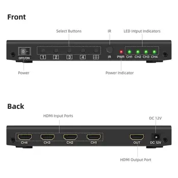 AOEYOO Konverteris HDMI 4x1 Mulit-Viewer 1080P 4 Prievadai Su PIP Besiūlių Swith HDMI Quad Mulit-Viewer SPDIF Uosto PS4 TV