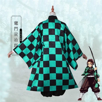 Anime!Demon Slayer Kimetsu nr. Yaiba Kamado Tanjirou Combat Gear Cosplay Kostiumų Kimono Vienodas Helovinas Kostiumas, Moterims, Vyrams