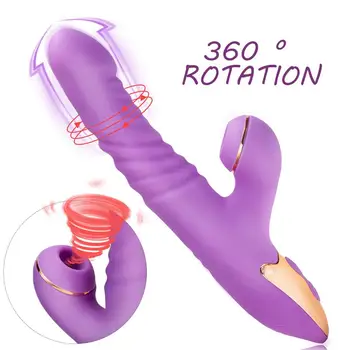Dildo Sekso Žaislas Moterims su 7 Veržlus & Sukasi Veiksmai G Spot Klitorio , Čiulpti Klitorio Realistiškas Vibruojantis Dildo