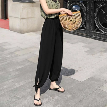 Kelnes Moterys Pluoštas Kietas Kulkšnies ilgis Laisvalaikio Prašmatnus Elegantiškas Negabaritinių 4XL Looose Haremo Kelnės korėjos Stiliaus Reguliuojamas Streetwear