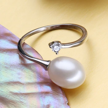 FENASY Šalies Žiedai Natūralių Perlų Žiedai Moterims Perlų Papuošalai Moterų Geometrinis 925 Sterling Žiedas Paprastas Atsitiktinis Classic