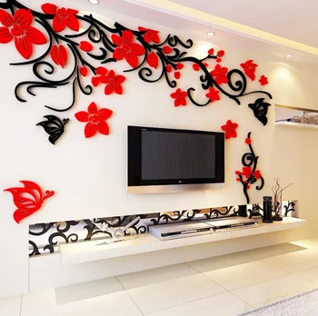 Gėlių Sienų Lipdukai, Vinilo Meno Decal Kambarį Dekoro Gėlių Sienos Freskos Dekoratyvinis Dažymas TV Foną