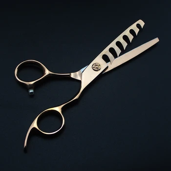 Tinkinti logotipas japonijos plieno 6 colių rose gold 6 dantų sumažinti plaukų kirpimas žirklėmis kirpykla makas Retinimo žirklės, plaukų kirpimo žirklės