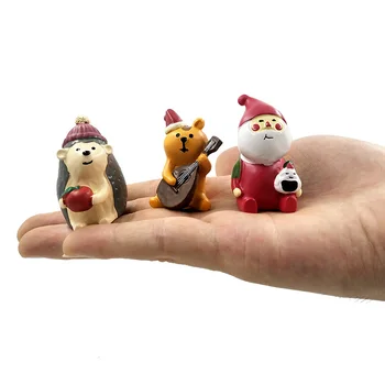 Slidinėjimas Kalėdų Decole Katė Voverė, Sant Claus Miniatiūrinės statulėlės Apdailos Pasakų Sodo statula Dervos amatų žaislas, automobilių puošyba