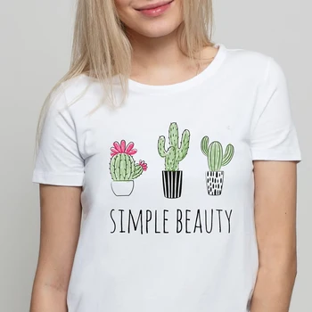 2020 naujas Vasaros Kaktusas marškinėliai Moterims Harajuku kawai gėlių, augalų tumblr marškinėlius baltos viršūnės tees moterų derliaus tees trumpas rankovės