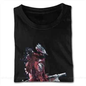 Cool Marškinėliai Dizaino Bloodborne Medžiotojas T Marškiniai Vyrai 3XL Trumpas Rankovėmis Raudona Įgulos Kaklo Tee Marškinėliai