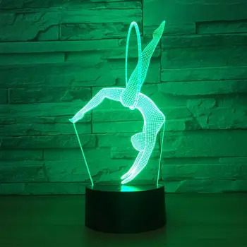Naujas Eurhythmics 3D Lempa 7 Spalvų Keitimas Naktį LED Lempa USB Stalo Lempa naktinė lempa Stovinčioje Meninės Gimnastikos Naktį šviesos