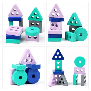 Vaikai Mediniai Montessori Žaislas Blokai Ankstyvasis ugdymas Švietimo Žaislai, Spalvos, Formos Rungtynės Vaikams, žaislai mergaitėms nuo 2 iki 3 metų