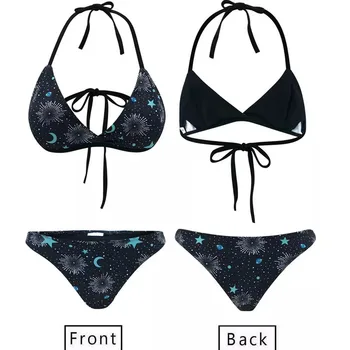 Moterų Bikinio 2vnt Nustatyti Tvarstis, Push-Up Monokini Bikini Komplektas Žvaigždę-Mėnulį Spausdinti Seksualus Kamšalu maudymosi Kostiumėliai maudymosi kostiumėlį, Maudymosi Brazilijos Mujer