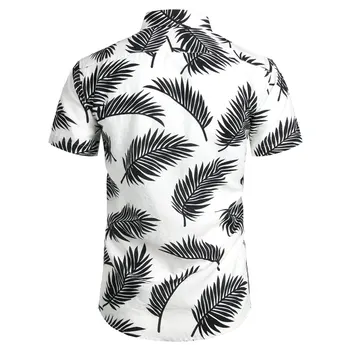 Palmių lapų Spausdinimo Marškinėliai Vyrams 2020 Metų Vasaros Kišenėje Mens Havajų Marškinėliai Atsitiktinis Palaidų Medvilnės 