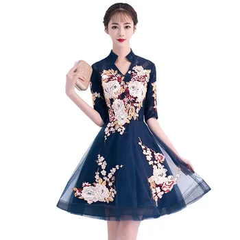 Mergaičių Cheongsam Suknelė 2020 Naujas Žiemos Moterų Trumpas Stiliaus Šiuolaikinės Mados Naujų Jaunimo Pagerinti Kinų Stiliaus