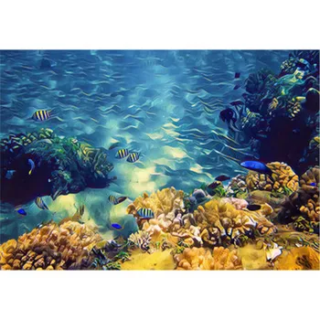 3D Jūrų Pasaulyje Jūros Žuvis, Grindų Lipdukai Kambarį Aquarium Ocean Kraštovaizdžio Apmušalai atsparus Vandeniui Vonios kambarys 3D Sienų Lipduko Freskos