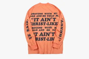 NAGRI Kanye Pristato Long Sleeve T-shirt Streetwear Hip-Hop Puloveris Kišenėje T-shirt 2020 m. Pavasarį, Rudenį Spausdinti Susagstomi megztiniai