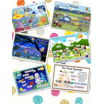 6Pcs Transportas/Space/Parkas/Midnight/Dugno Ikimokyklinio amžiaus vaikų Darželį, Švietimo Žaislai Vaikams, anglų Mokymo priemonių A4