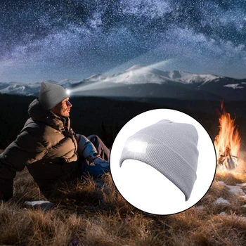 LED Apšviesta Beanie Skrybėlių laisvų Rankų Žibintai Bžūp Unisex Šilumos Šilčiau Megzti Skrybėlę su Šviesos Lempos