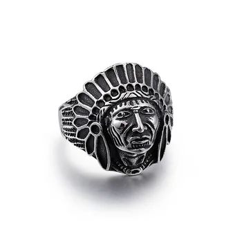 Titano žiedas retro Indėnų vyriausiasis žiedas punk ne-mainstream vyrų ir moterų žiedas