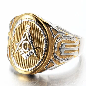 Kietas Freemason Mens Berniukai Aukso Sidabro spalvos 316L Nerūdijančio Plieno Free Mason, Masinu Žiedas JAV Dydis-7-15