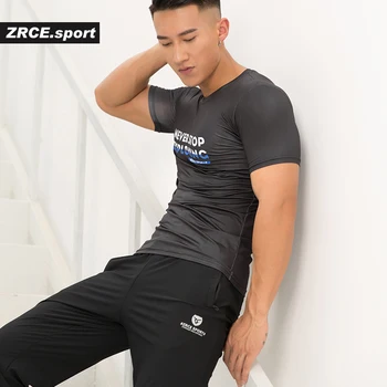 ZRCE 3D Spausdinimo Laišką Cmpression Marškinėliai Atsitiktinis Vyras treniruoklių Salė T-Shirt Fitneso Sporto Bėgiojimas Viršūnes trumpomis Rankovėmis T-Shirt