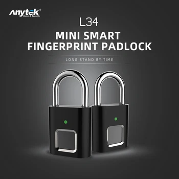 Anytek L 34 Smart pirštų Atspaudų Spynos, Mini Security USB Įkrovimo Keyless Užraktas Durų Spintelę Maišelis, Lagaminas