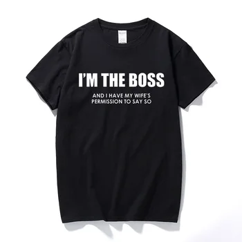 Aš esu Bosas Juokinga T Shirt Mens Vyro Žmona Taisyklių Naujovė, Dovanų Idėjos, Gimtadienio aukščiausios kokybės medvilnės trumpomis rankovėmis t-shirt