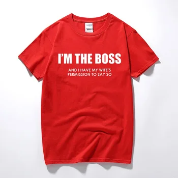 Aš esu Bosas Juokinga T Shirt Mens Vyro Žmona Taisyklių Naujovė, Dovanų Idėjos, Gimtadienio aukščiausios kokybės medvilnės trumpomis rankovėmis t-shirt