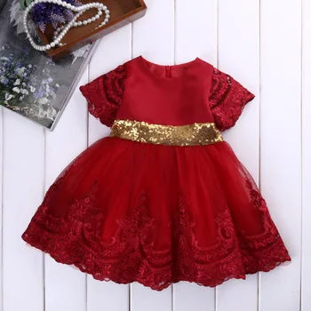 Baby girl drabužiai Princesė Suknelė Drabužius trumpomis Rankovėmis Nėrinių Lankas, Kamuolys Suknelė Tutu Šalis Suknelė Bamblys Vaikai Fancy Dress 0-7Y