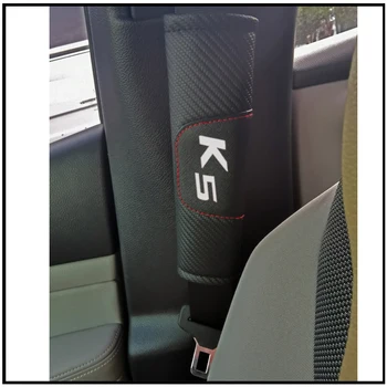 Už KIA K5 Anglies Pluošto, Odos Automobilio saugos Diržų Pagalvėlės Sėdynės Dirželis per Petį Mygtukai Padengti Suaugusiems Vaikams